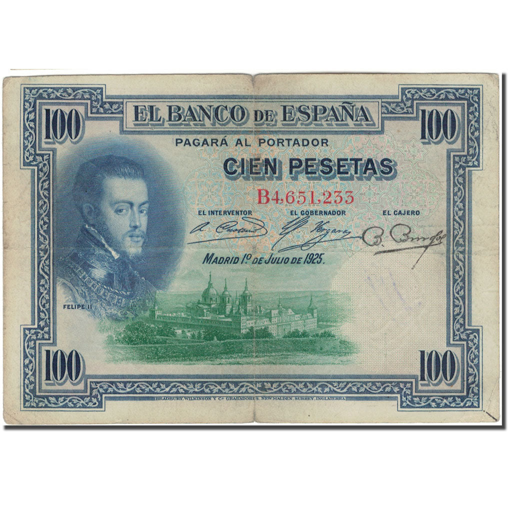 Banconote, Spagna, 100 Pesetas, 1925, 1925-07-01, KM:69a, B+