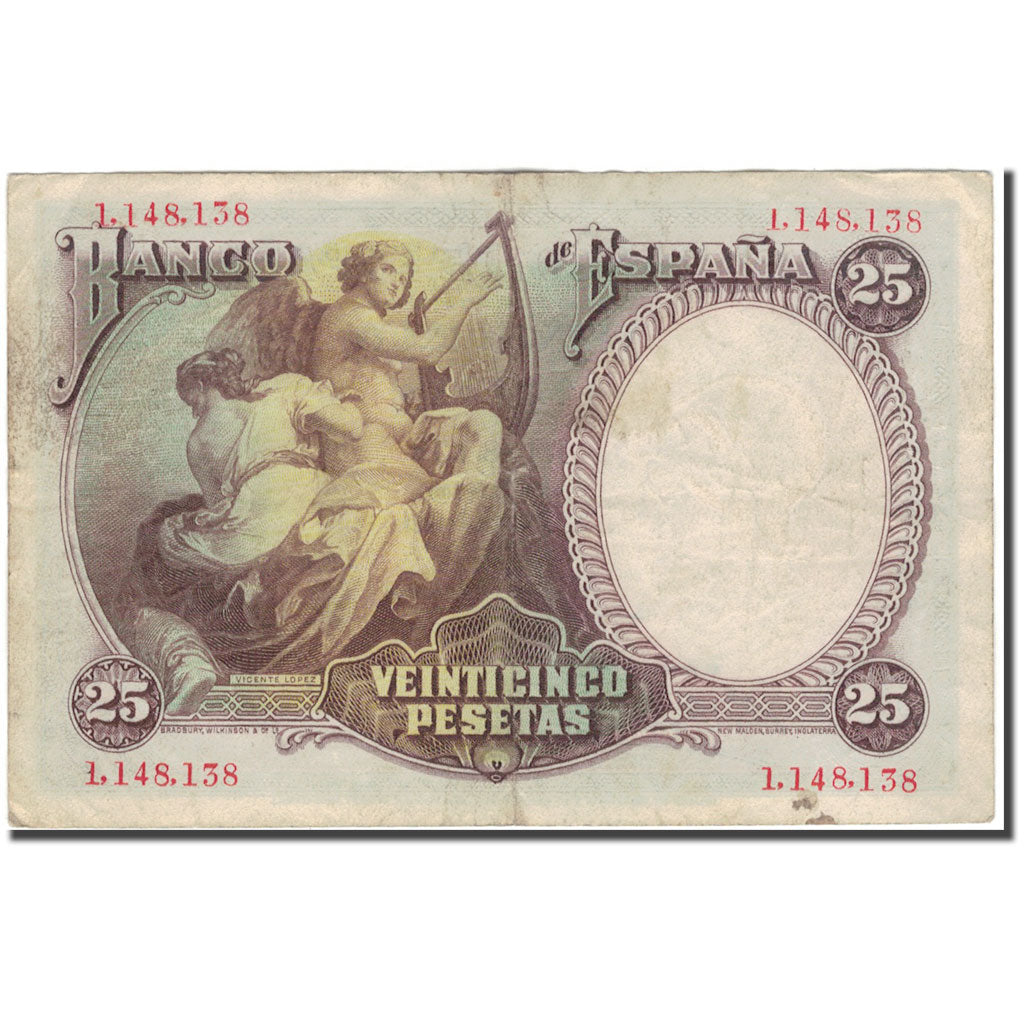 Biljet, Spanje, 25 Pesetas, 1931, 1931-04-25, KM:81, TB