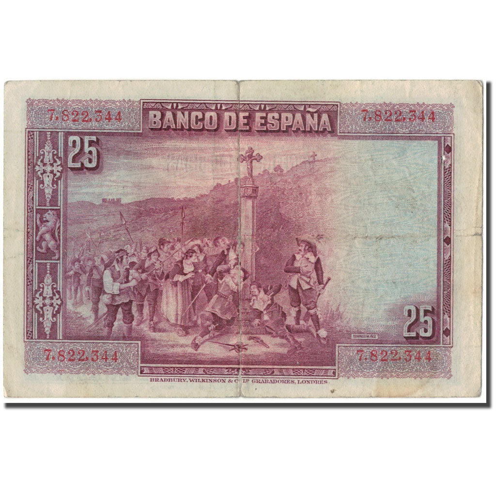 Banknot, Hiszpania, 25 Pesetas, 1928, 1928-08-15, KM:74a, VF(20-25)