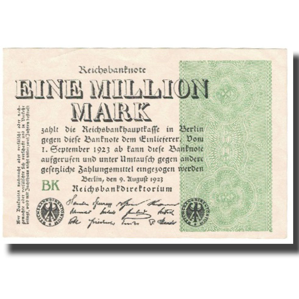Geldschein, Deutschland, 1 Million Mark, 1923, 1923-08-09, KM:101, UNZ-