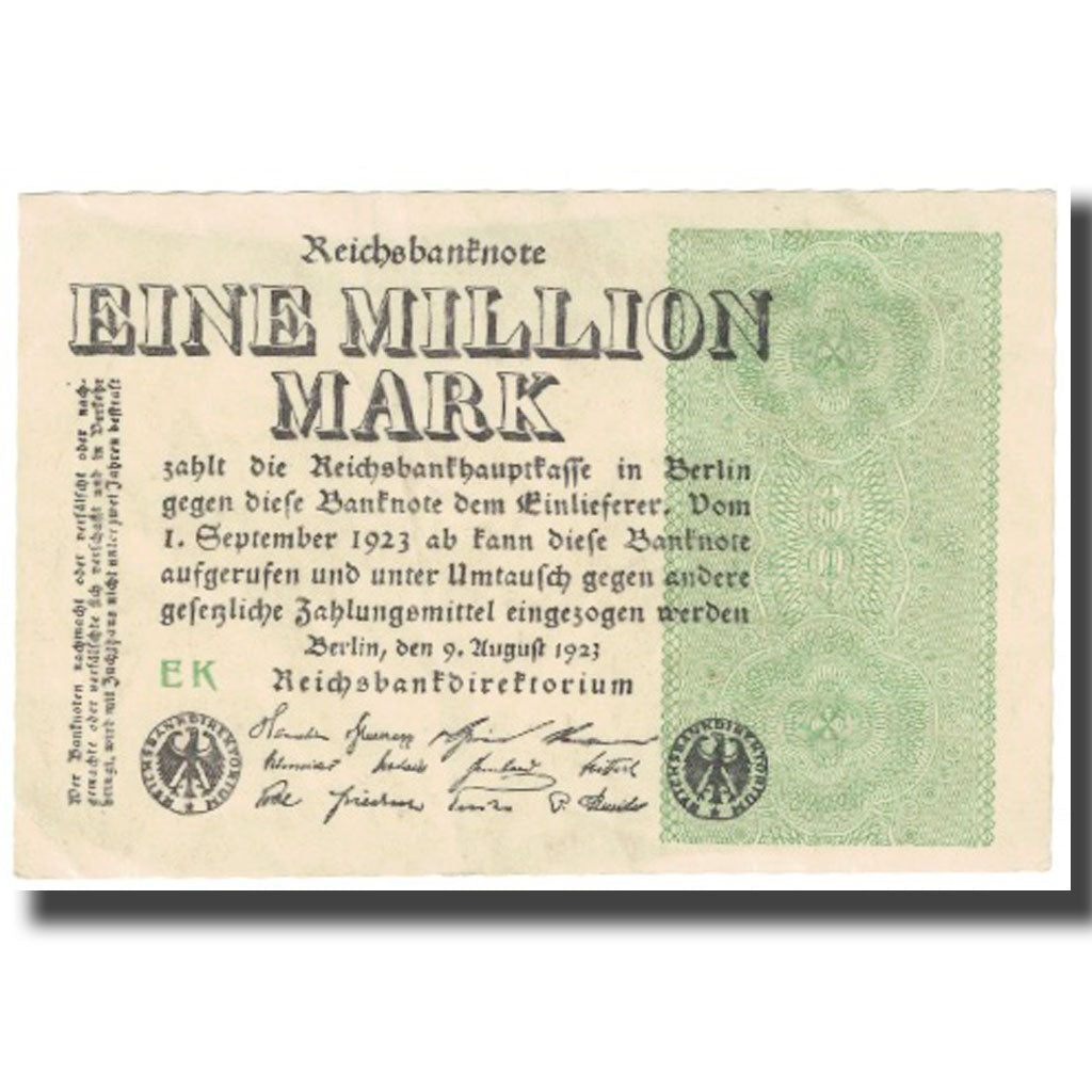 Banknot, Niemcy, 1 Million Mark, 1923, 1923-08-09, KM:101, UNC(63)