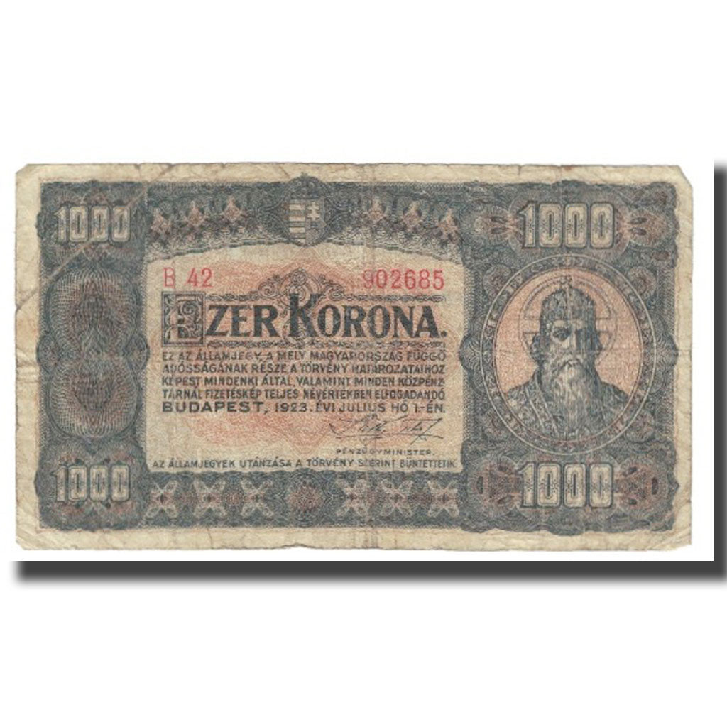 Billet, Hongrie, 1000 Korona, 1923, 1923-07-01, KM:66a, TB