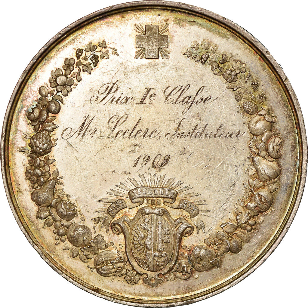 Szwajcaria, medal, 1909, Srebro, AU(50-53)