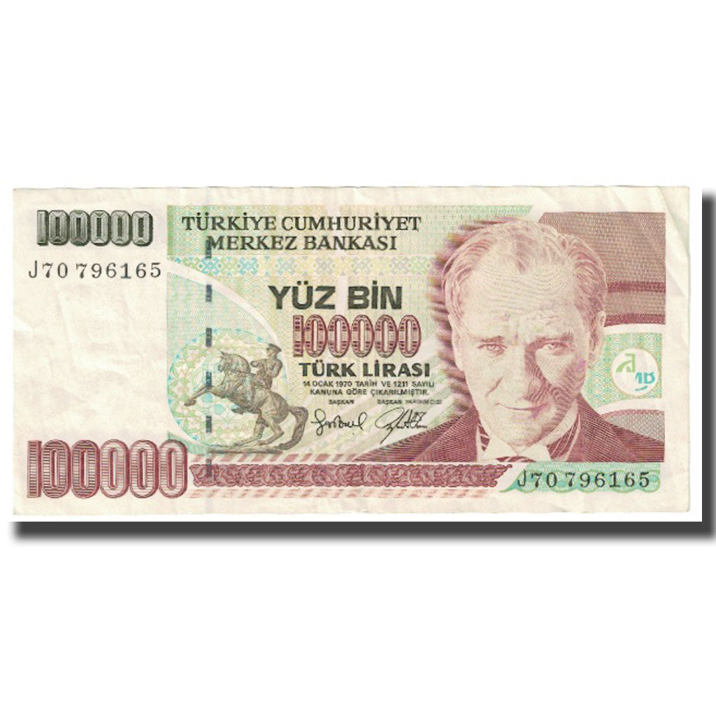 Biljet, Turkije, 100,000 Lira, 1970, 1970-10-14, KM:206, TTB