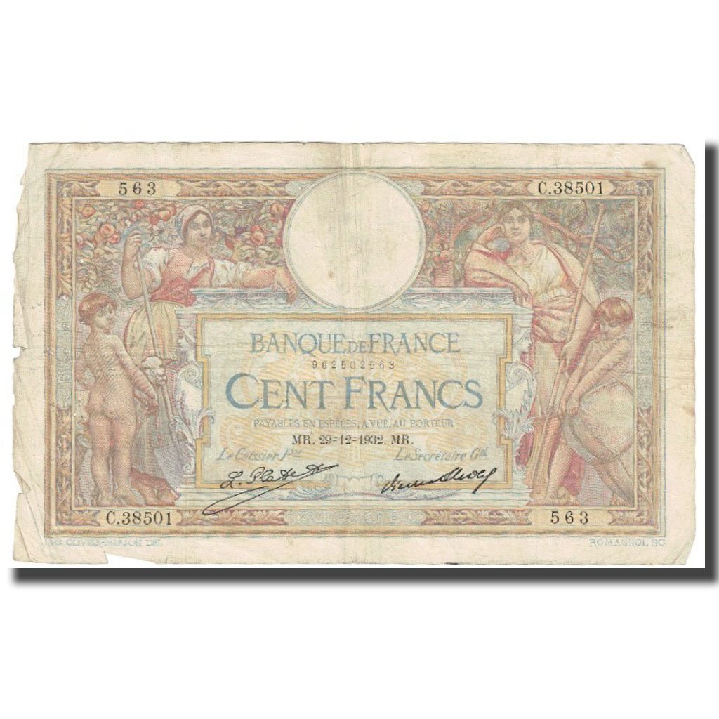 France, 100 Francs, Luc Olivier Merson, 1932, 1932-12-29, VF(20-25)