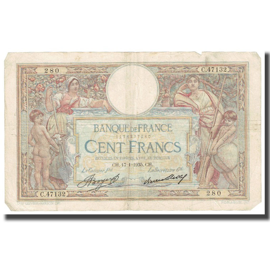 Frankrijk, 100 Francs, Luc Olivier Merson, 1935, 1935-09-05, TB, KM:78c