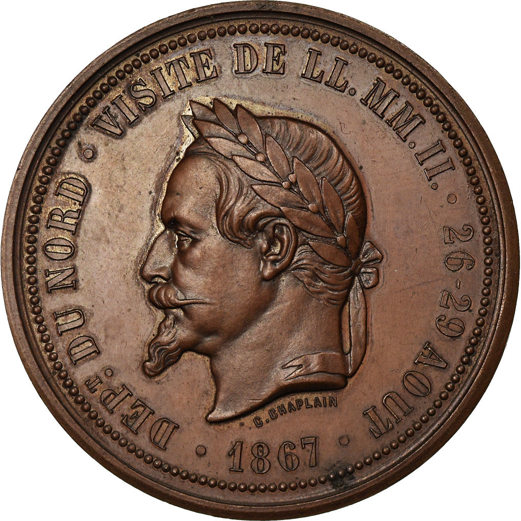 France, Medal, Second French Empire, 1867, Copper, Chaplain, MS(60-62)