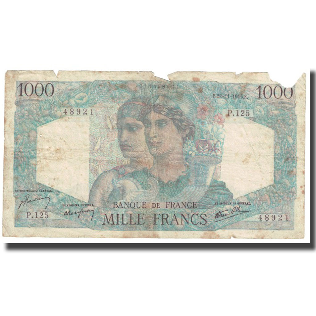France, 1000 Francs, Cérès et Mercure, 1945, 1945-11-22, VF(20-25)