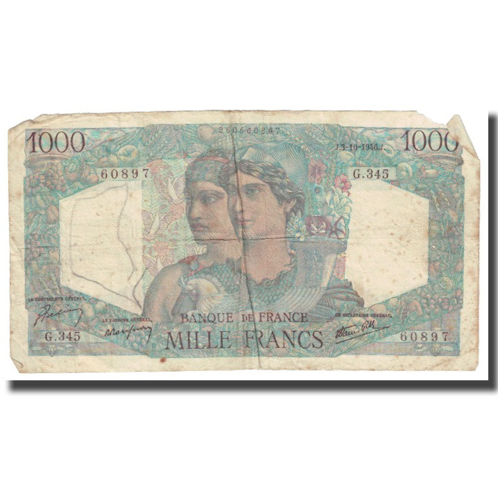 France, 1000 Francs, Cérès et Mercure, 1946, 1946-10-03, TB, Fayette:41.06