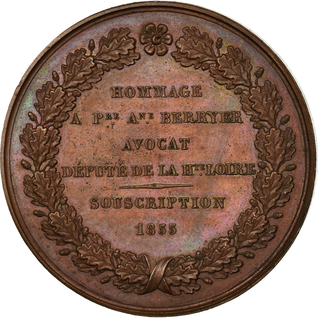 France, Médaille, Louis Philippe I, 1833, Bronze, Barre, SUP