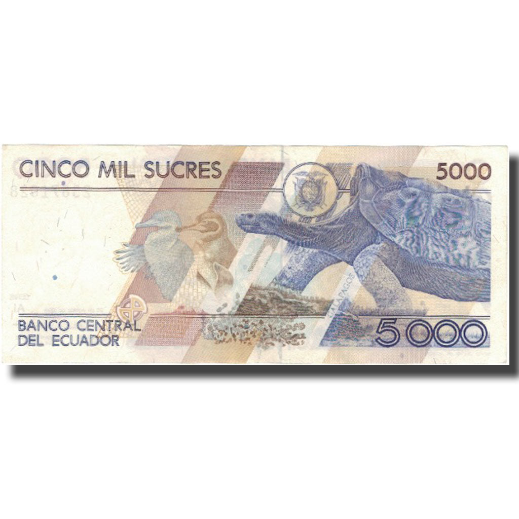 Banknote, Ecuador, 5000 Sucres, 1993, 1993-08-20, KM:128a, AU(55-58)