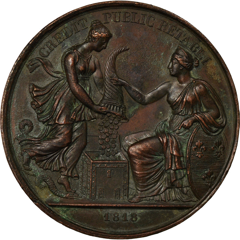 France, Médaille, Louis XVIII, 1818, Bronze, Barre, TTB+