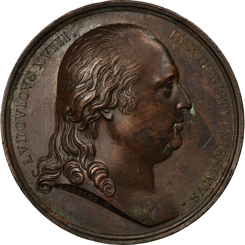 France, Médaille, Louis XVIII, 1816, Bronze, Andrieu, TTB