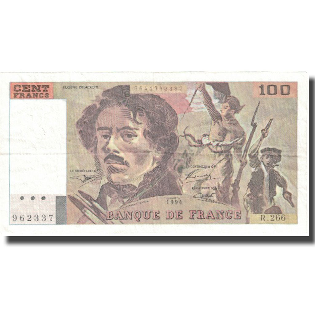 Francia, 100 Francs, Delacroix, 1994, 1994, BC+, Fayette:69ter.1b, KM:154h