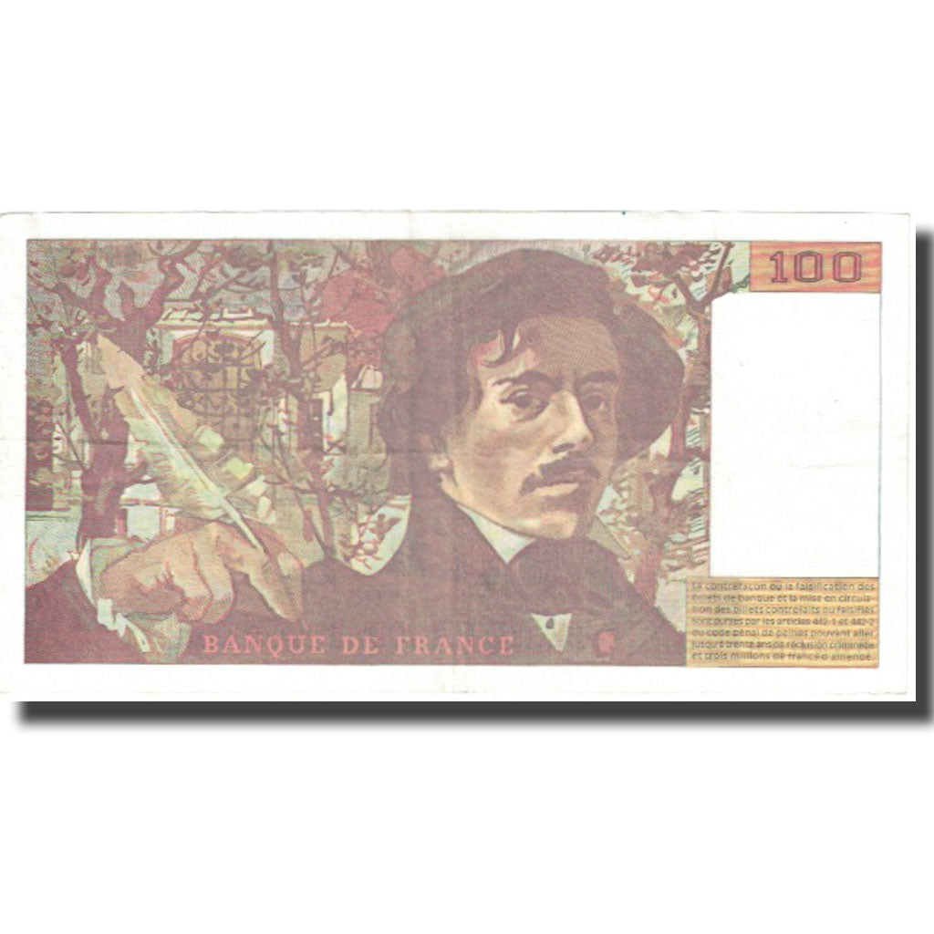 França, 100 Francs, Delacroix, 1994, 1994, VF(30-35), Fayette:69ter.1b, KM:154h