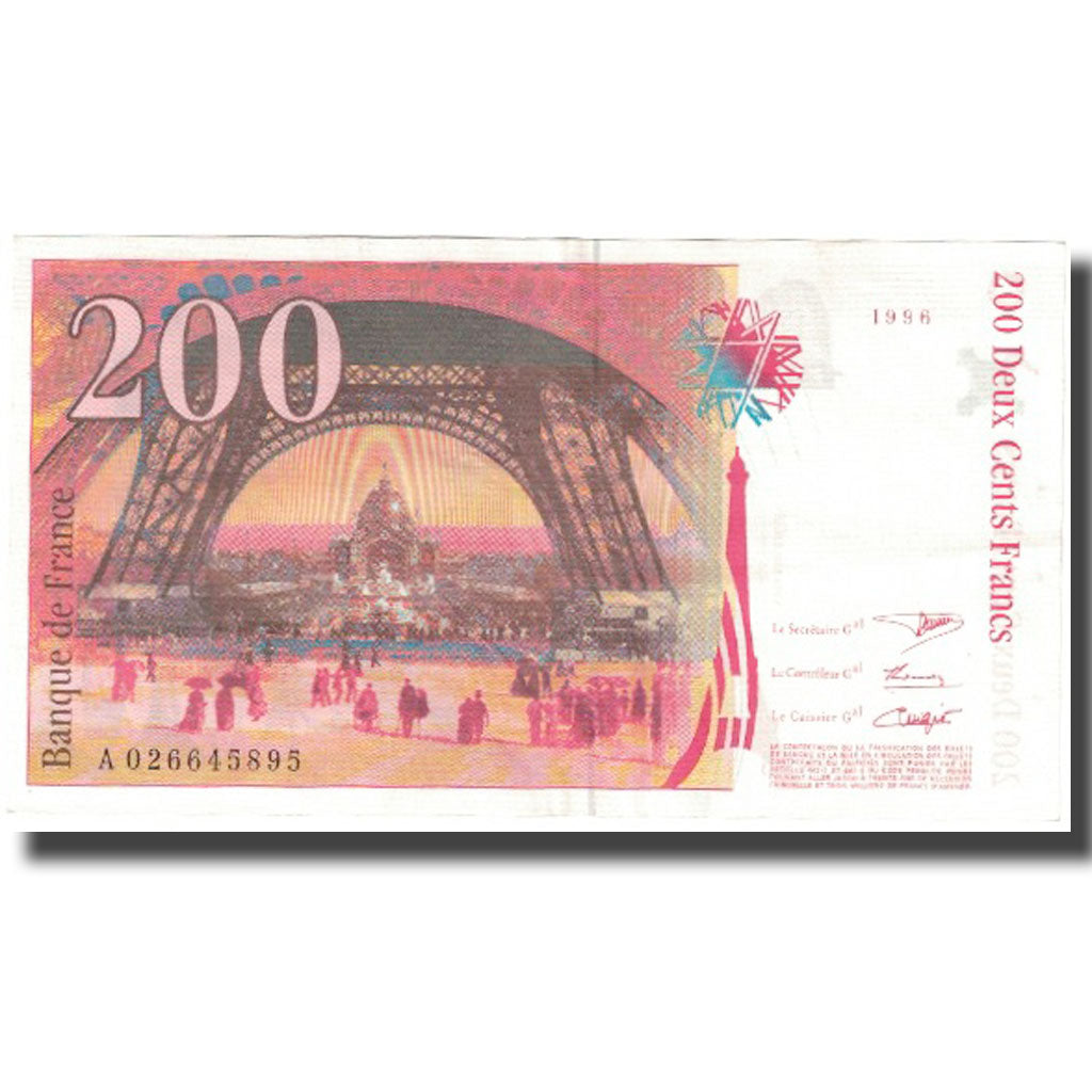 France, 200 Francs, Eiffel, 1996, 1996, AU(55-58), Fayette:75.2, KM:159a