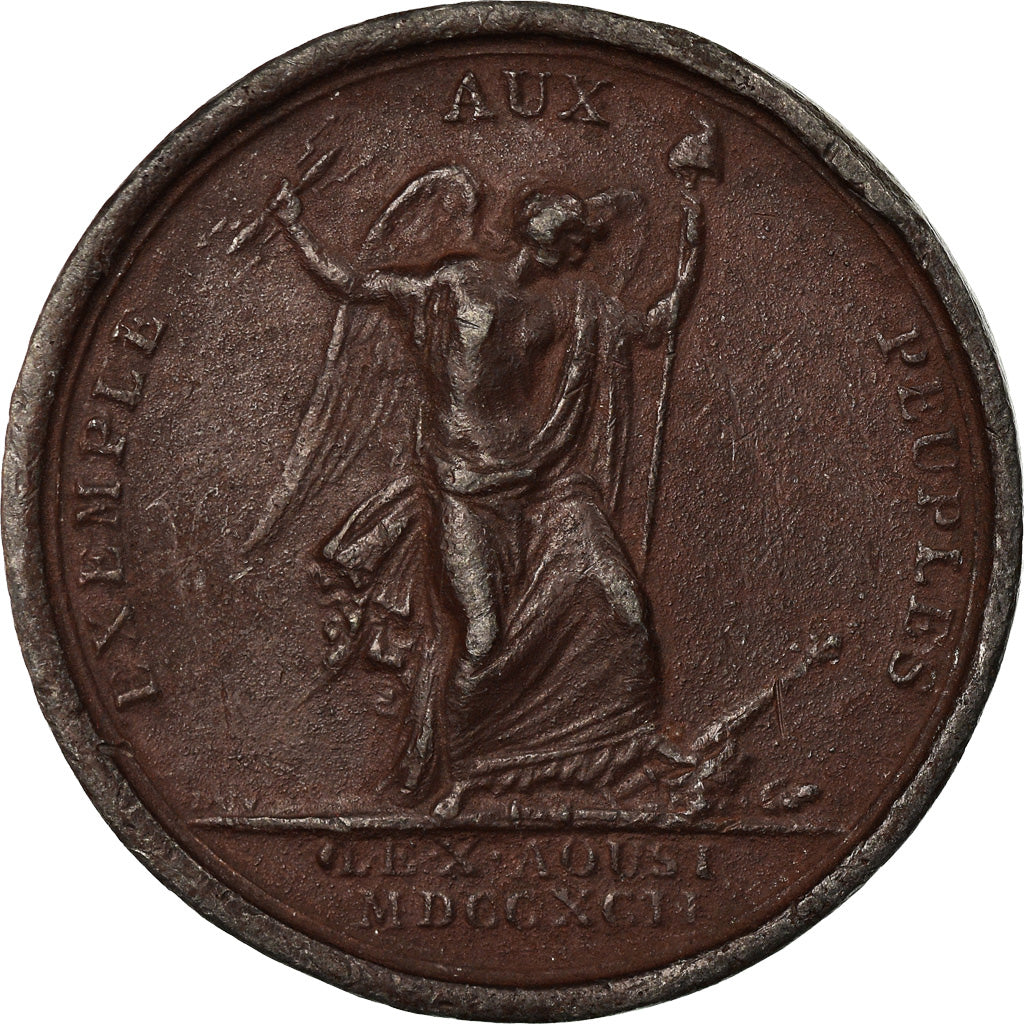 France, Médaille, French Constitution, 1792, Etain, TTB