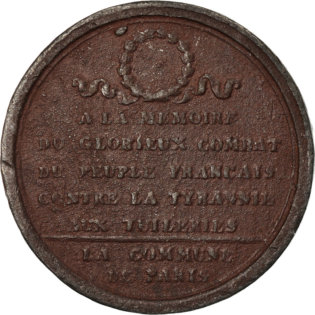 France, Médaille, French Constitution, 1792, Etain, TTB