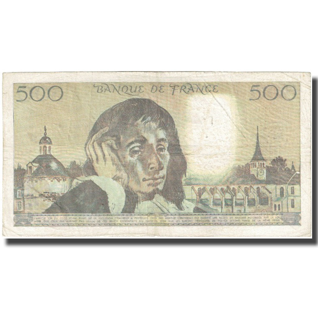 France, 500 Francs, Pascal, 1980, 1980-09-04, VF(20-25), Fayette:71.22, KM:156e
