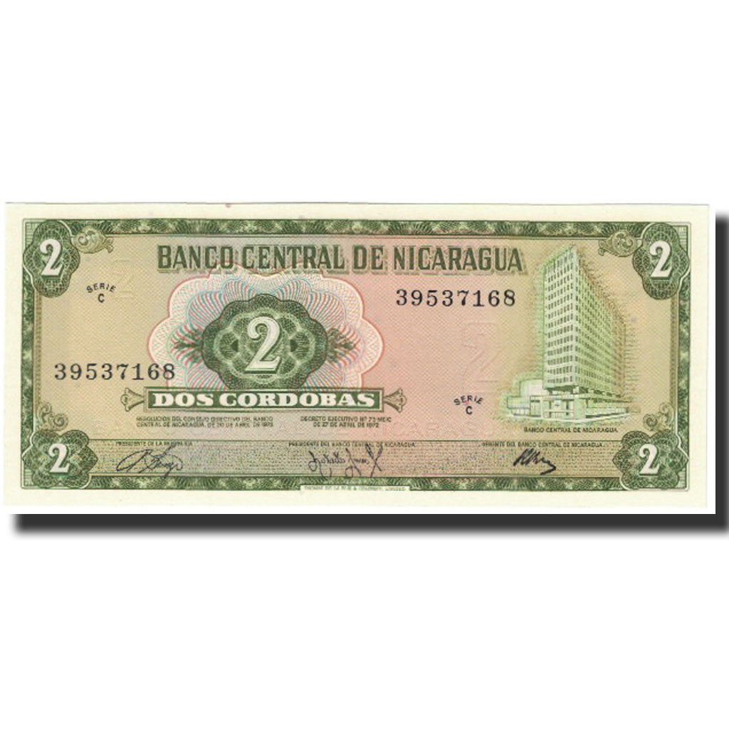 Nota, Nicarágua, 2 Cordobas, 1972, 1972-04-27, KM:121a, UNC(65-70)