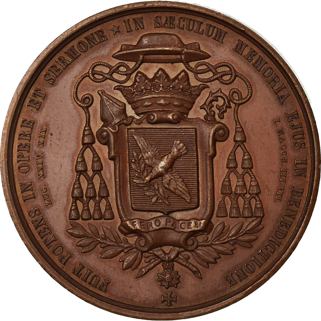 France, Medal, Evêque d'Evreux, 1860, Copper, Borrel, AU(55-58)