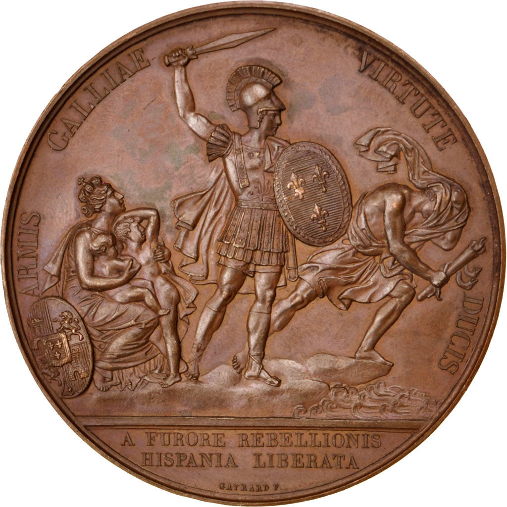 France, Médaille, Louis XVIII, 1823, Bronze, Gayrard, SUP