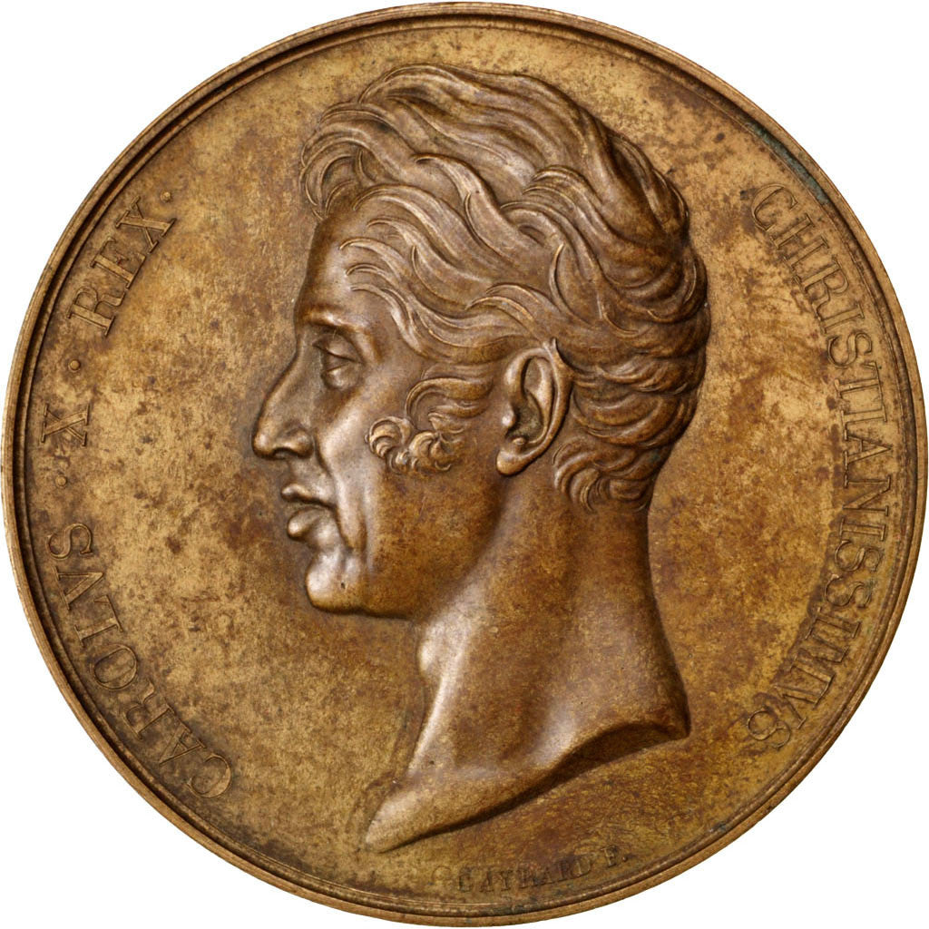 France, Medal, Sacre de Charles X Reims, 1825, Copper, Gayrard, AU(50-53)