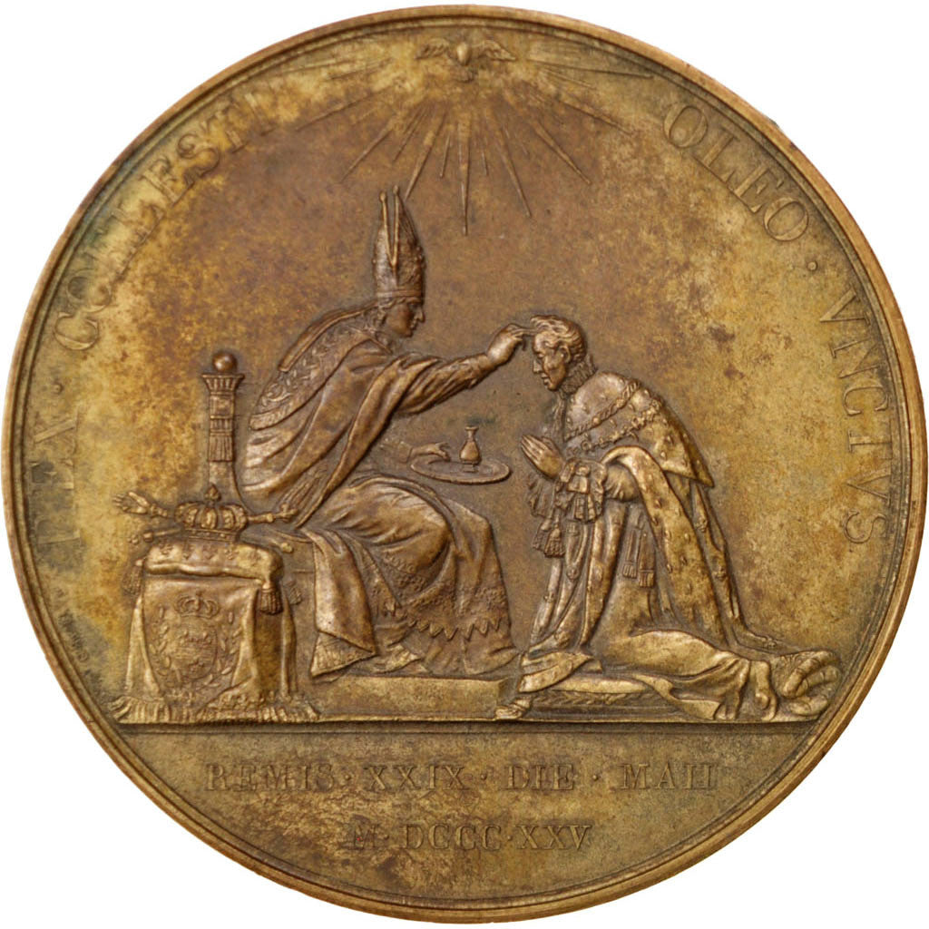 France, Medal, Sacre de Charles X Reims, 1825, Copper, Gayrard, AU(50-53)