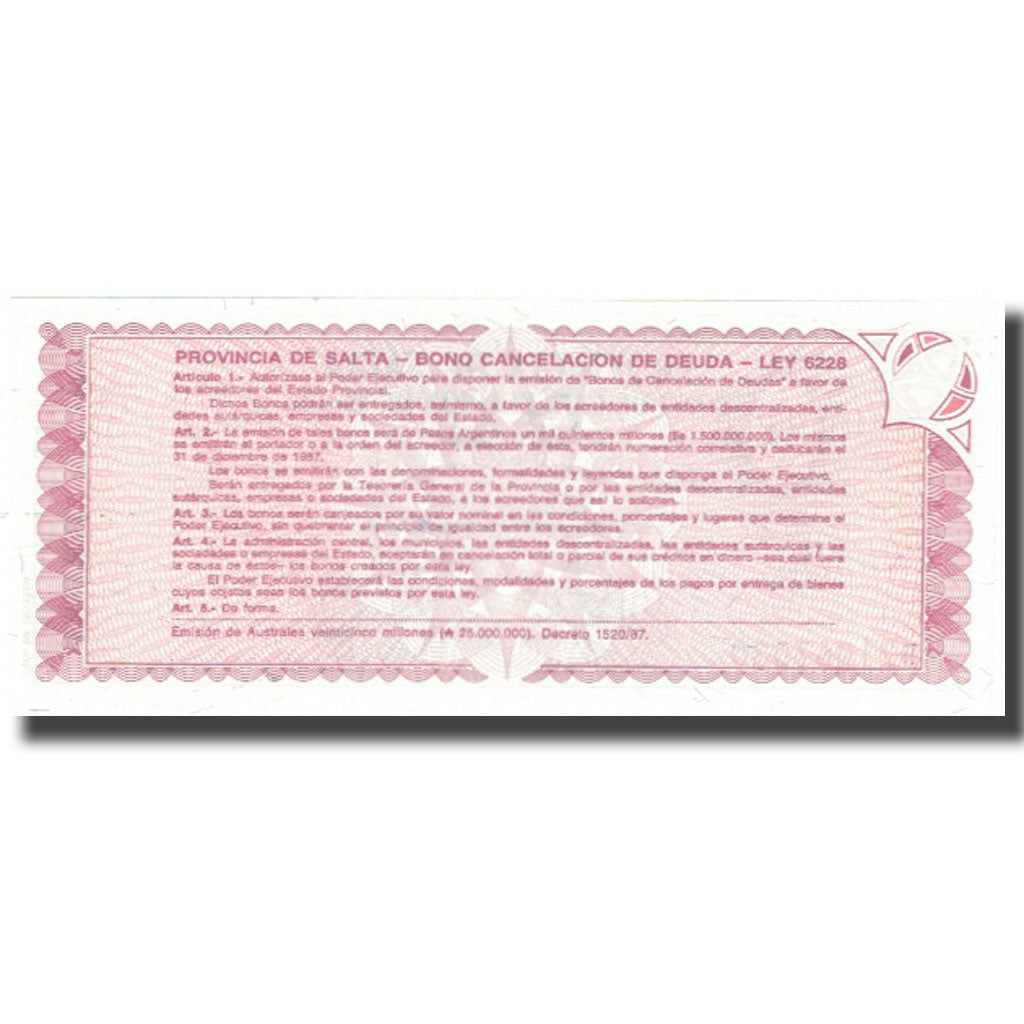Banknote, Argentina, 1 Austral, 1987, 1987-12-31, KM:S2612e, UNC(65-70)