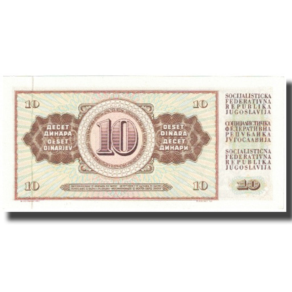 Banconote, Iugoslavia, 10 Dinara, 1968, 1968-05-01, KM:82b, FDS