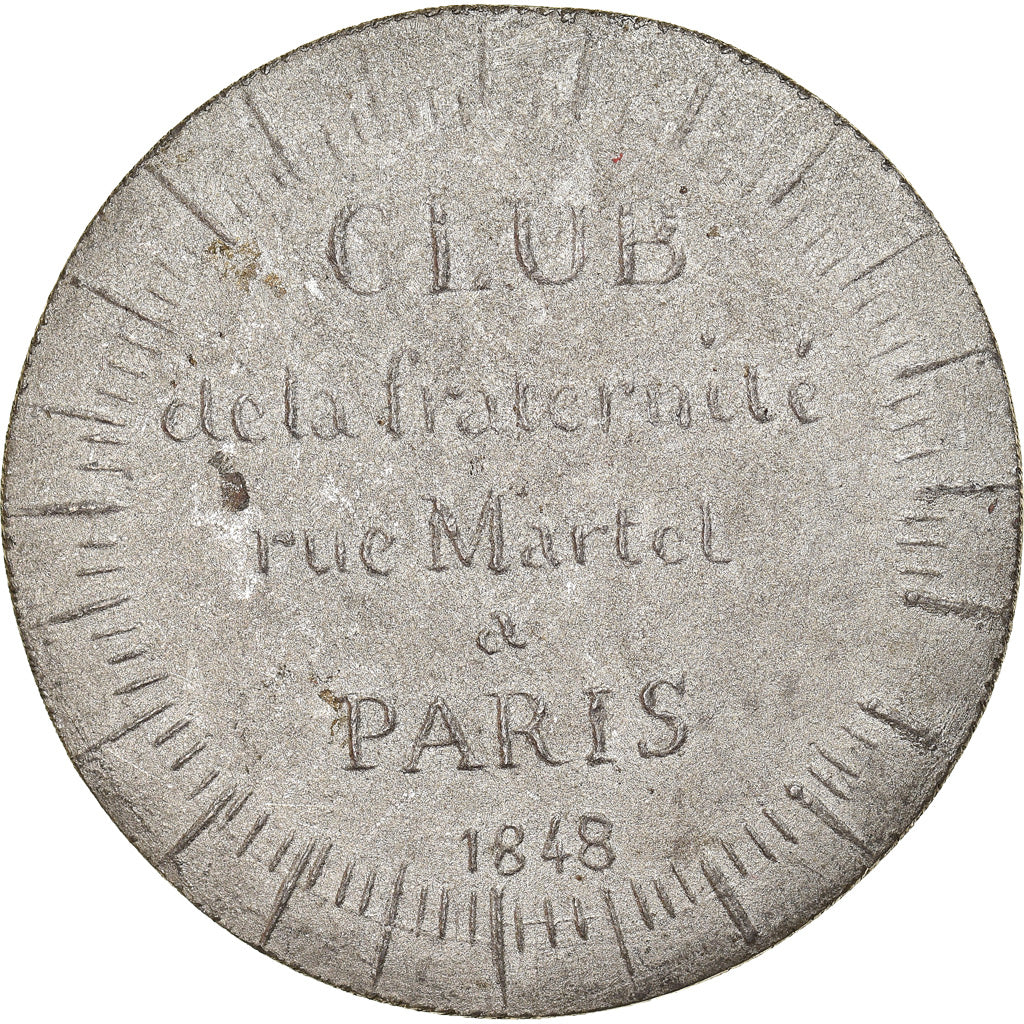 France, Medal, IIe République, Paris, Club de la Fraternité, 1848, Tin