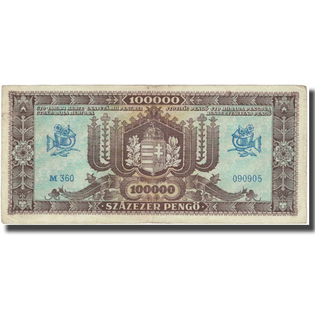 Geldschein, Ungarn, 100,000 Pengö, 1945, 1945-10-23, KM:121a, SS