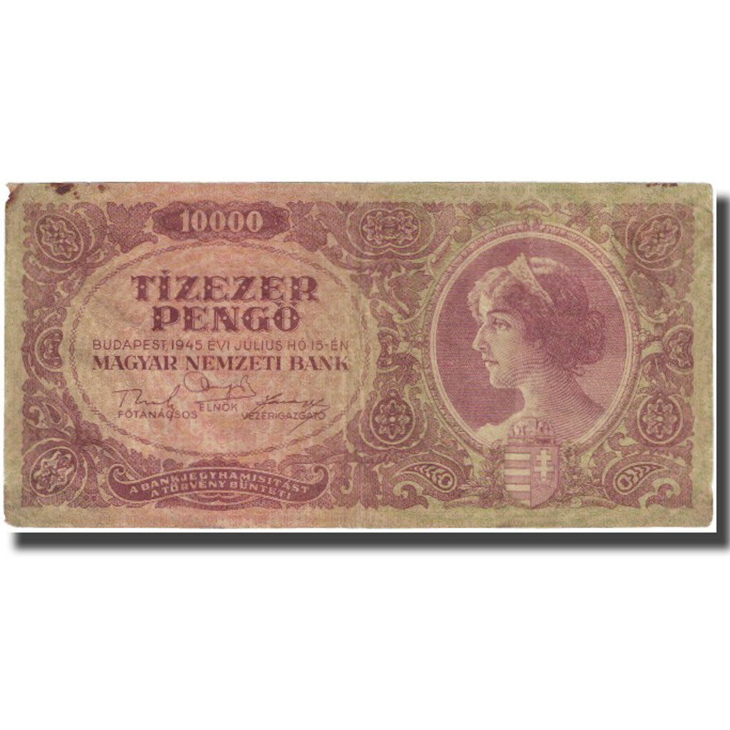Banknote, Hungary, 10,000 Pengö, 1945, 1945-07-15, KM:119a, VF(20-25)