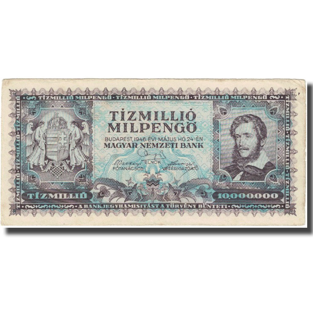 Billet, Hongrie, 10 Million Milpengö, 1946, 1946-03-18, KM:129, TB