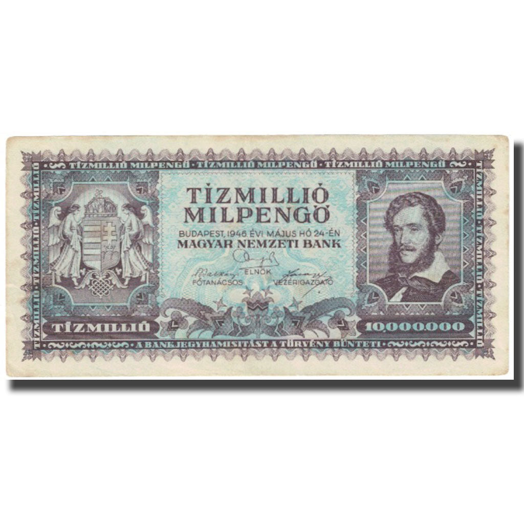 Banknote, Hungary, 10 Million Milpengö, 1946, 1946-03-18, KM:129, VF(20-25)