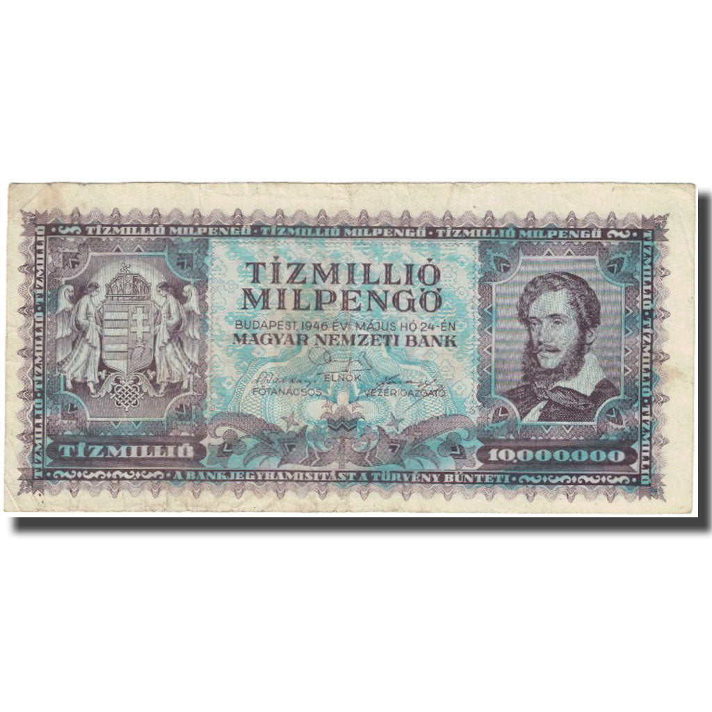 Banknote, Hungary, 10 Million Milpengö, 1946, 1946-03-18, KM:129, VF(20-25)