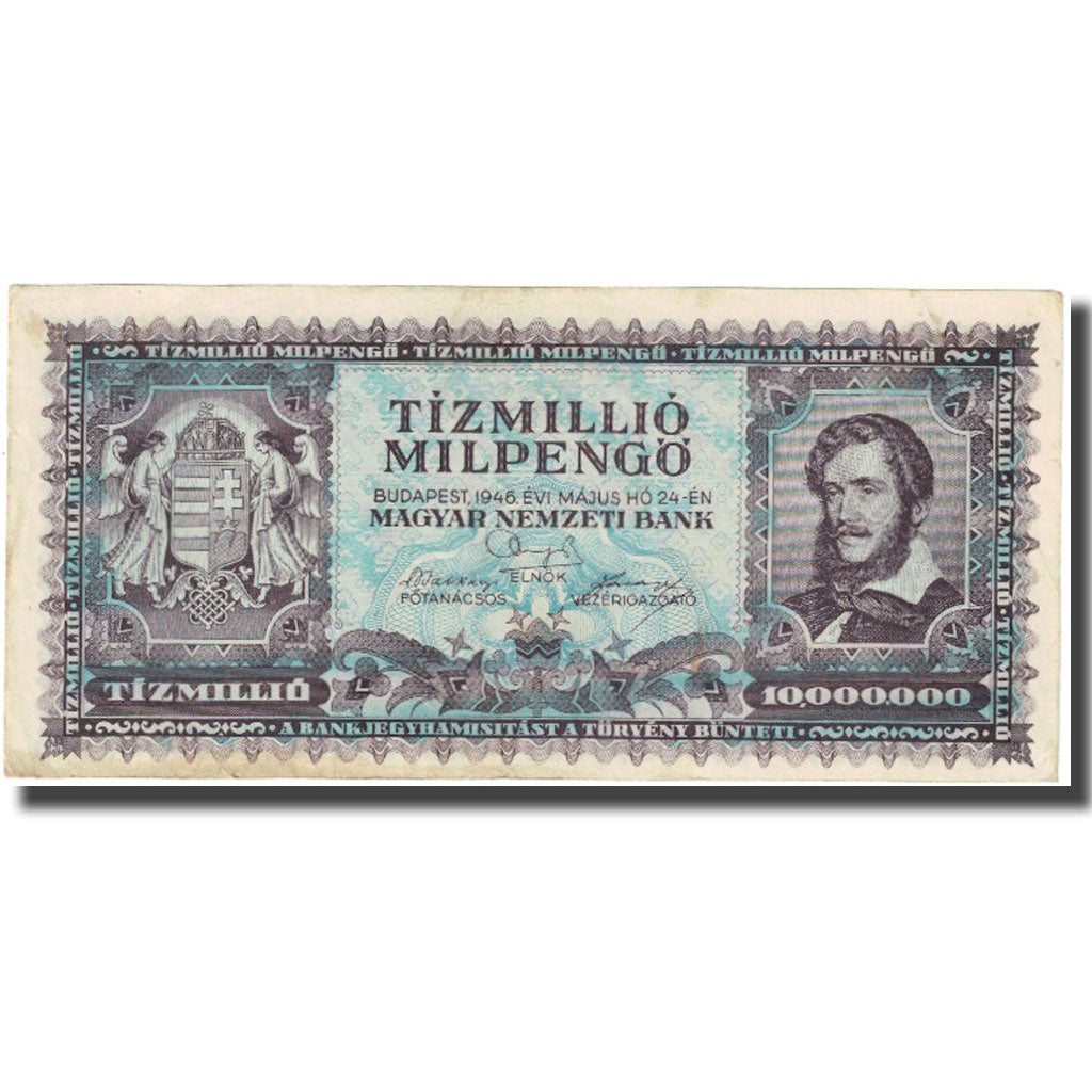Billet, Hongrie, 10 Million Milpengö, 1946, 1946-03-18, KM:129, TB