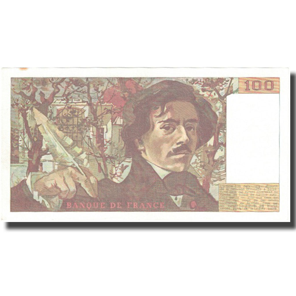 France, 100 Francs, Delacroix, 1985, AU(55-58), Fayette:69.09, KM:154b