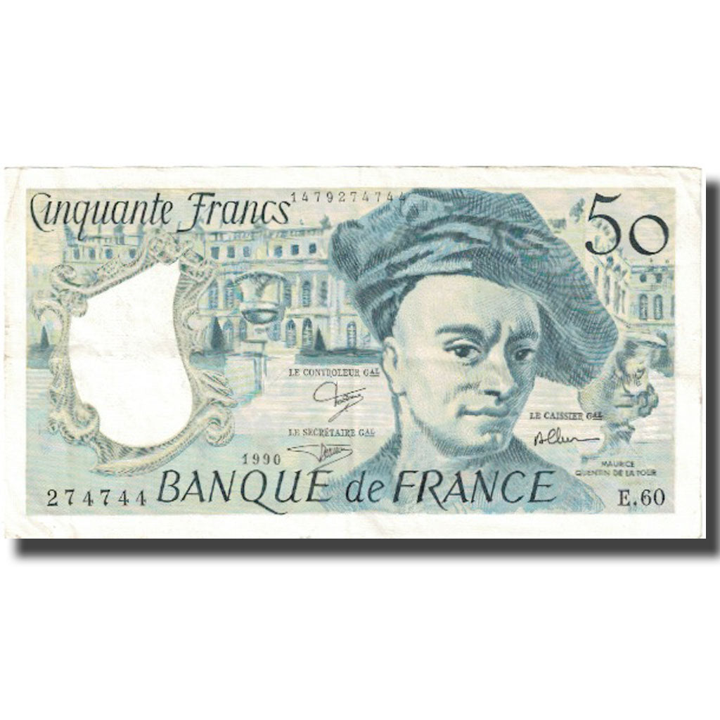 Francja, 50 Francs, Quentin de La Tour, 1990, EF(40-45), Fayette:67.16, KM:152e
