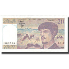 França, 20 Francs, Debussy, 1986, EF(40-45), Fayette:66.7, KM:151a