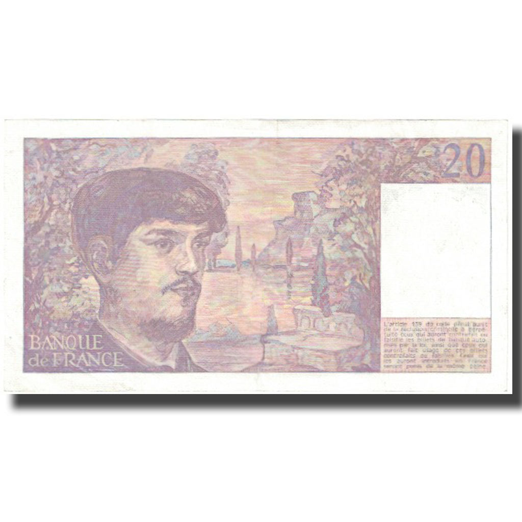 França, 20 Francs, Debussy, 1986, EF(40-45), Fayette:66.7, KM:151a