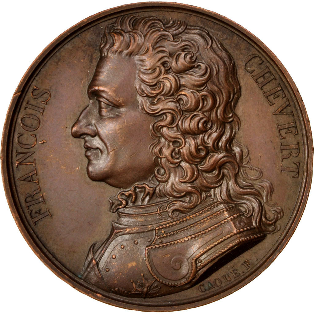 France, Medal, Louis XVIII, 1821, Copper, Caqué, François Chevert, AU(55-58)