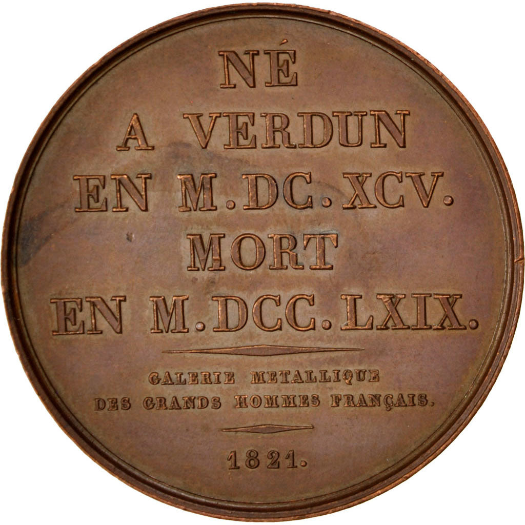 France, Medal, Louis XVIII, 1821, Copper, Caqué, François Chevert, AU(55-58)