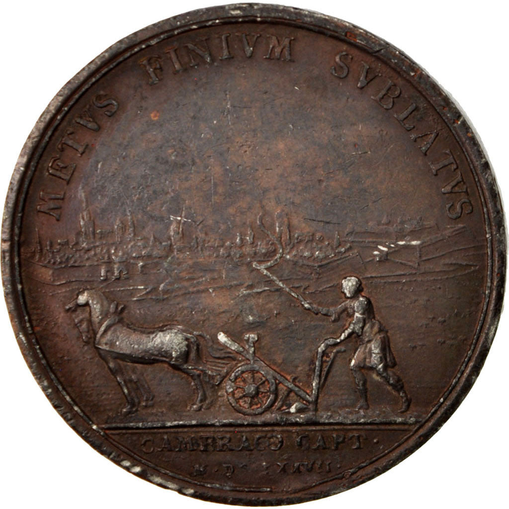 França, medalha, Luís XIV, 1677, Estanho, Mauger, EF(40-45)