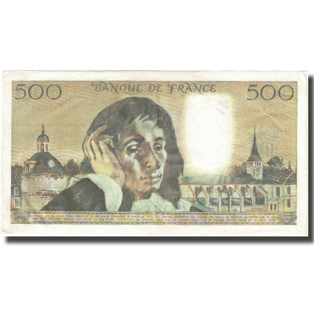 Francja, 500 Francs, Pascal, 1973, 1973-12-06, VF(20-25), Fayette:71.10, KM:156b