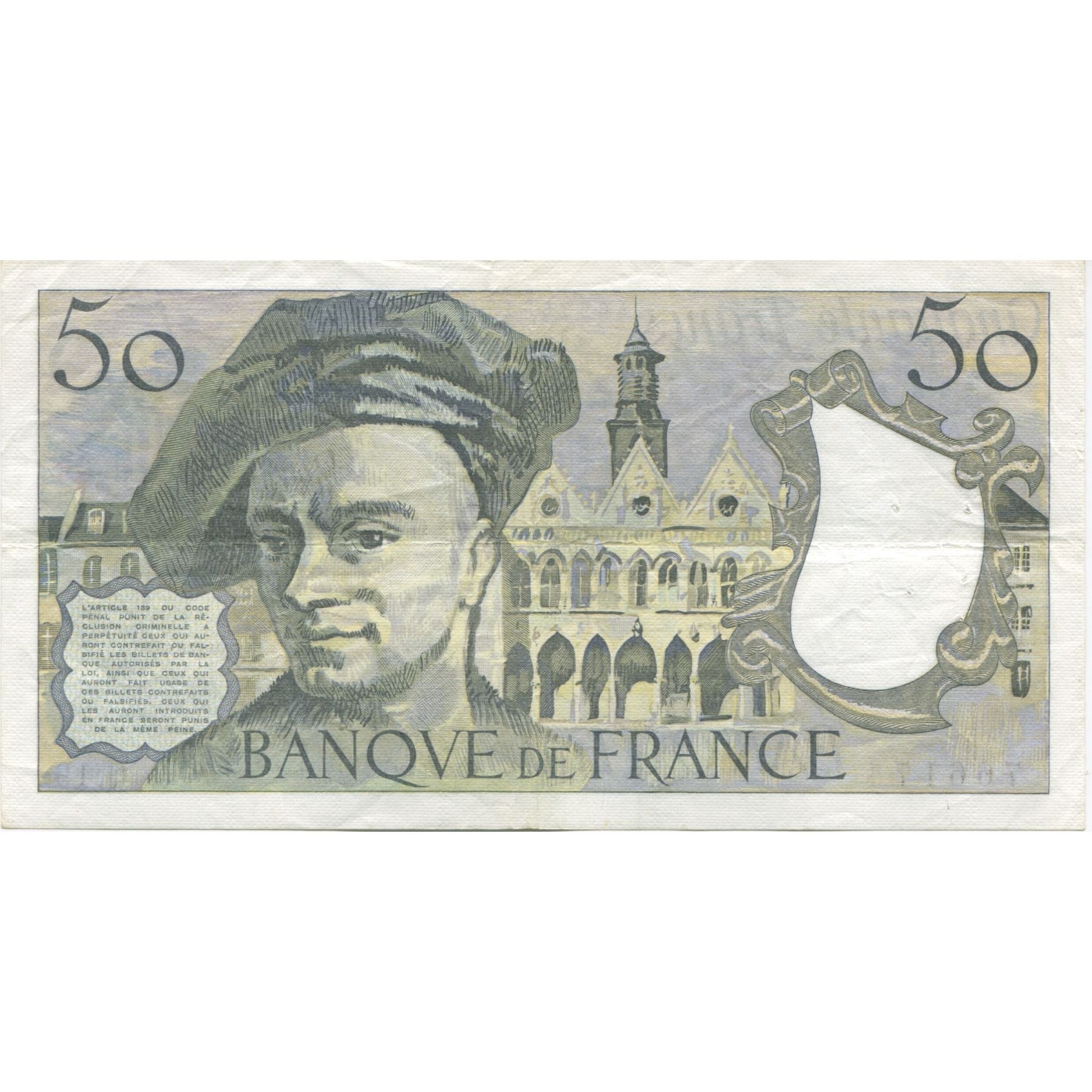 França, 50 Francs, Quentin de La Tour, 1980, AU(55-58), Fayette:67.6, KM:152b