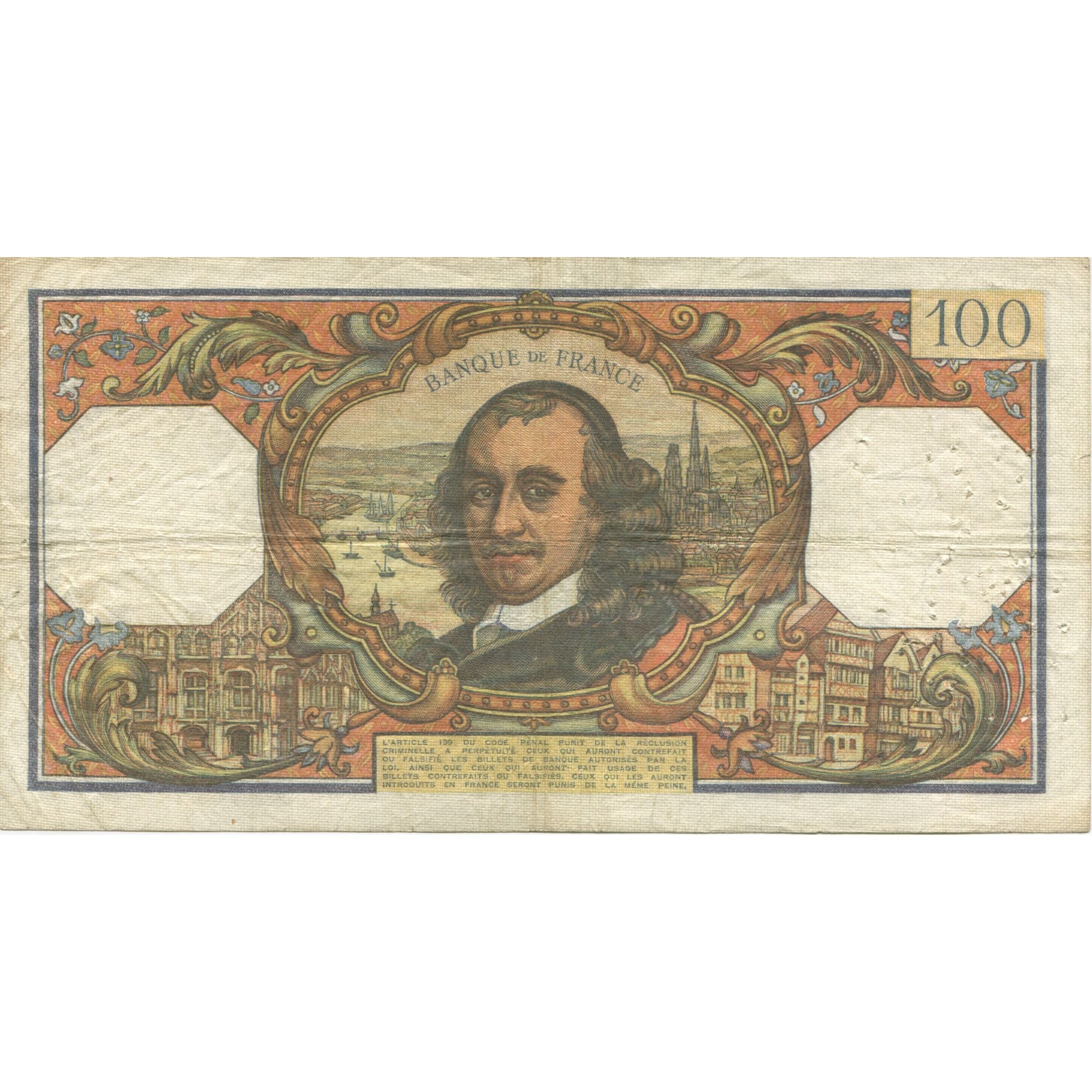 França, 100 Francs, Corneille, 1968, 1968-01-04, EF(40-45), Fayette:65.20