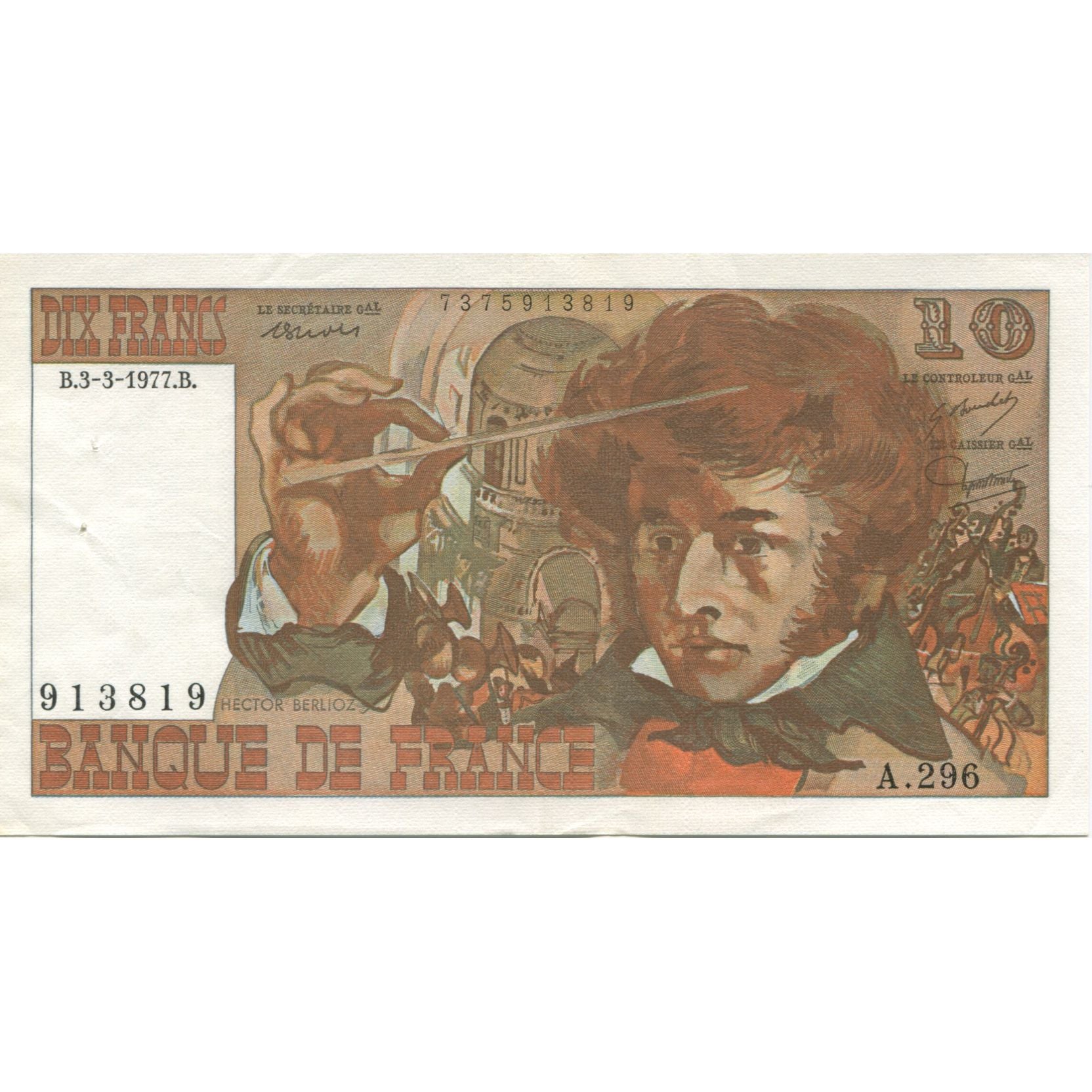 Frankreich, 10 Francs, Berlioz, 1977, 1977-03-03, UNZ-, Fayette:63.21, KM:150c
