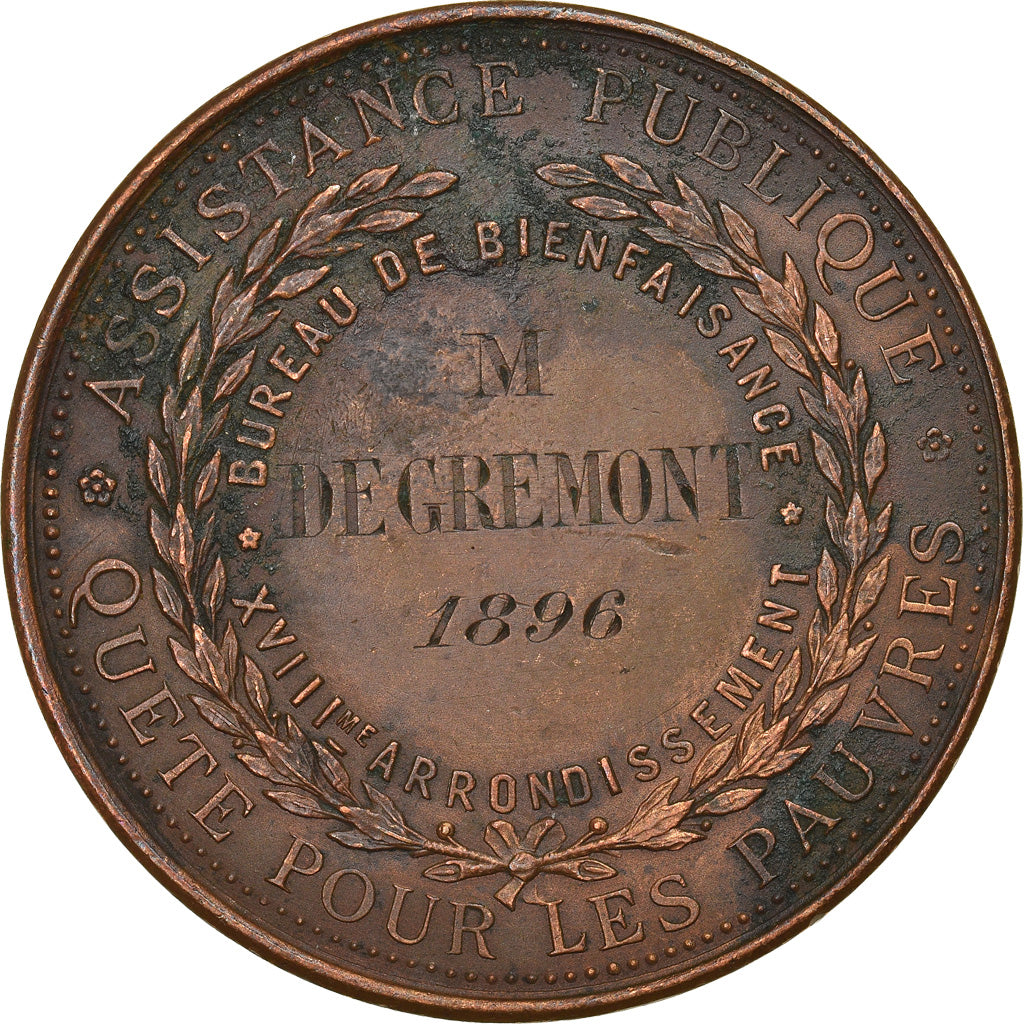 France, Médaille, Troisième République, Assistance Publique, Paris, 1896