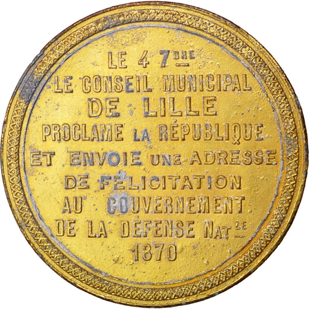 Francia, medalla, Government of National Defense, 1870, Hojalata, MBC